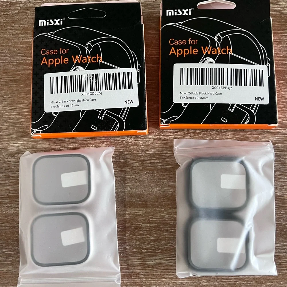 Misxi 2 Pack Tempered Glass Case Compatible for Apple Watch 11 / 10 46mm